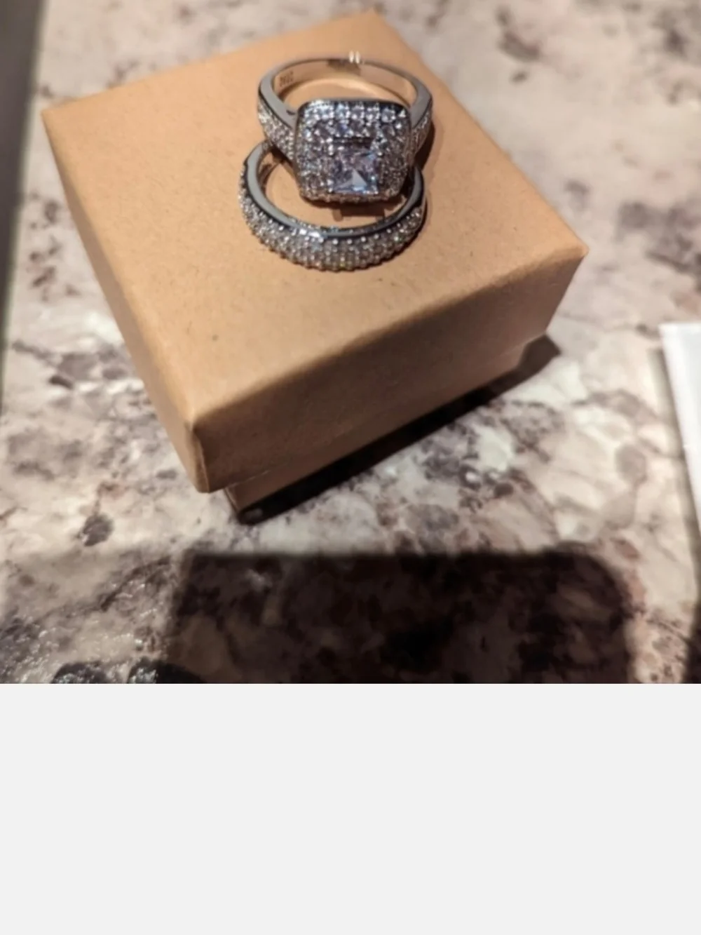 .925 Sterling Silver Halo Pavé Engagement Ring Set - White